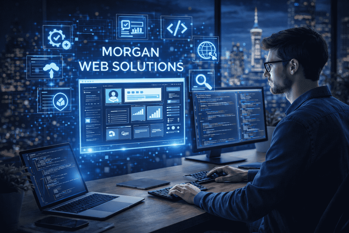 Morgan web solutions team developing responsive website with SEO optimization and scalable web architecture for business growth