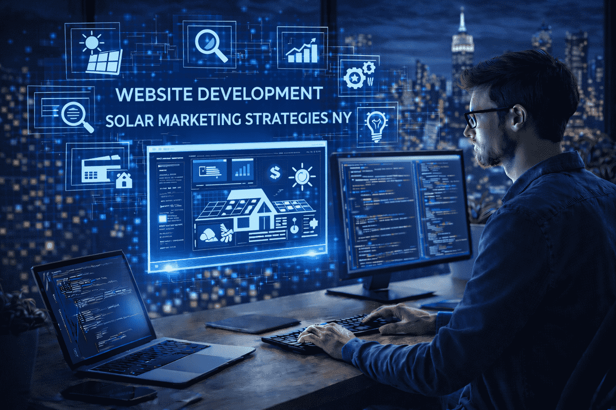 Website development solar marketing strategies NY focused on lead generation and local solar growth