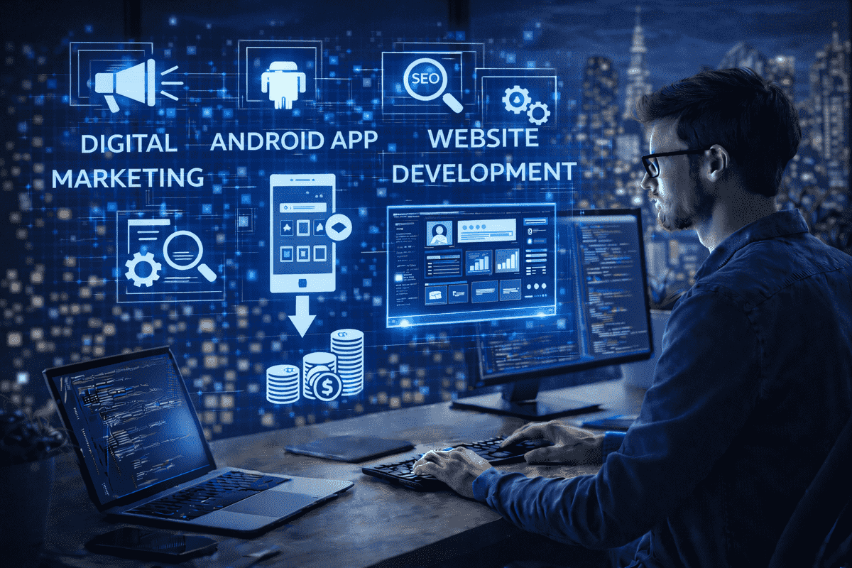 Digital marketing android app SEO website development services for business growth