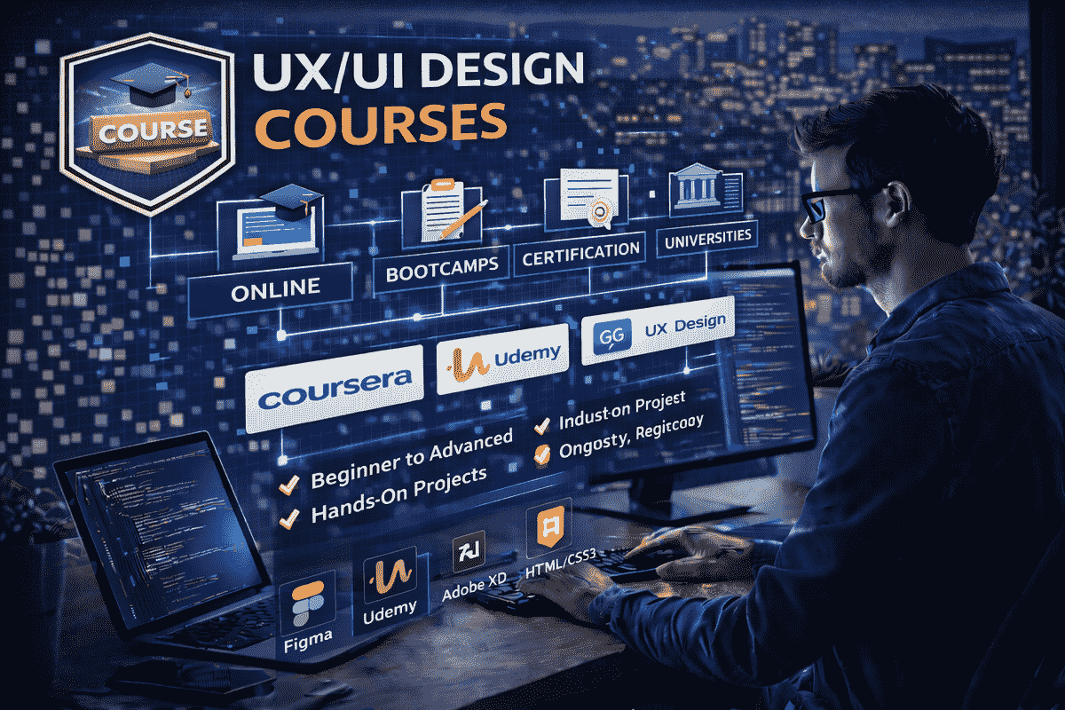 UX/UI design courses covering user experience, interface design, and prototyping