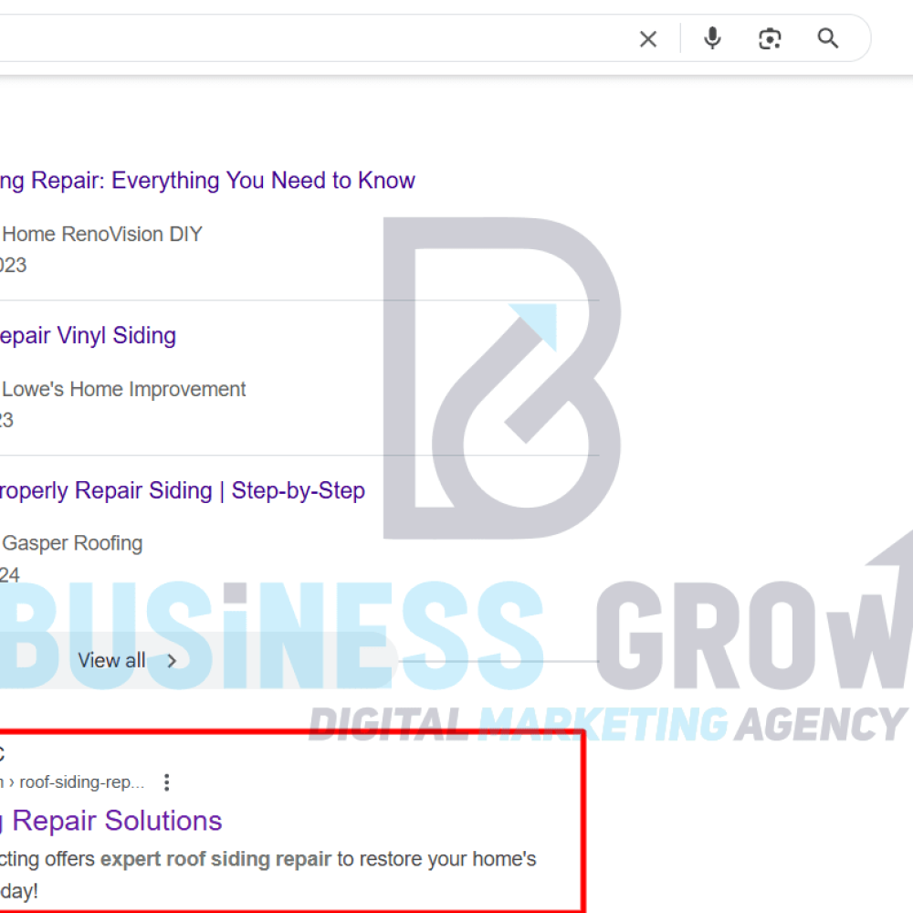 keyword ranking roof 1st